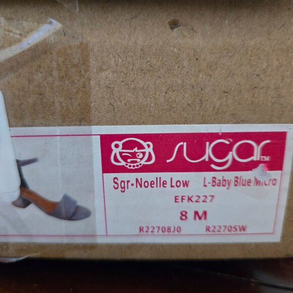 Sugar Noelle Low Women's Block Heel Blue Fabric Dress Shoe Ankle Strap Sz 8M - Picture 7 of 8